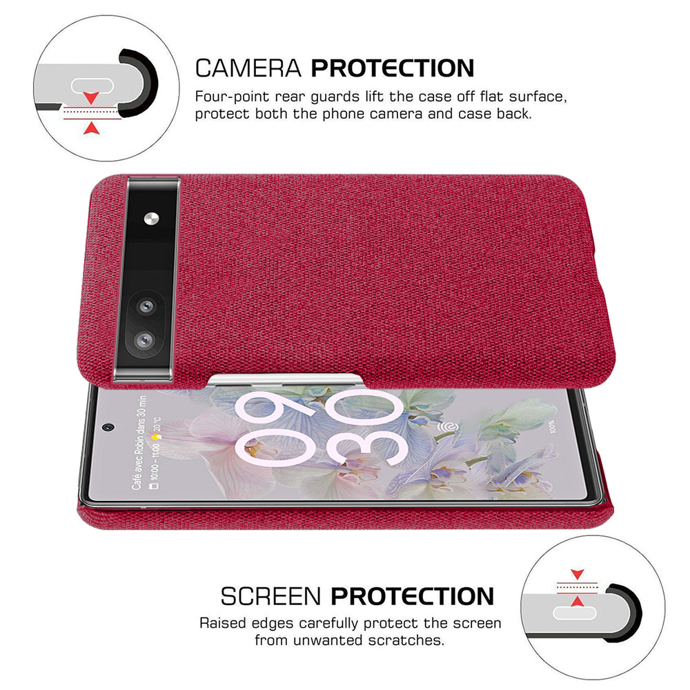 Cloth Texture Coating Shockproof Hard PC Phone Case Shell for Google Pixel 6a