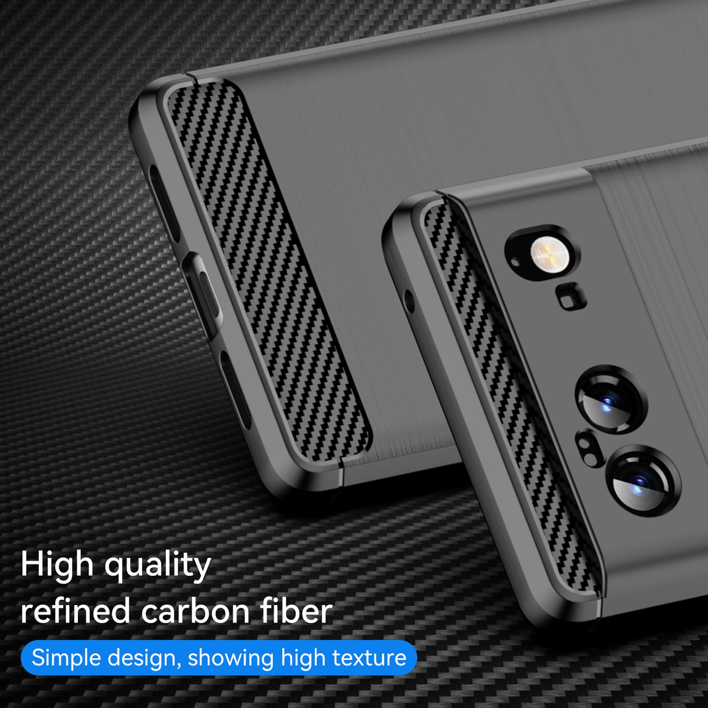 1.8mm Carbon Fiber Texture TPU Case Brushed Surface Fingerprint-Free Flexible TPU Phone Protective Back Cover for Google Pixel 6