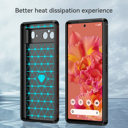 1.8mm Carbon Fiber Texture TPU Case Brushed Surface Fingerprint-Free Flexible TPU Phone Protective Back Cover for Google Pixel 6