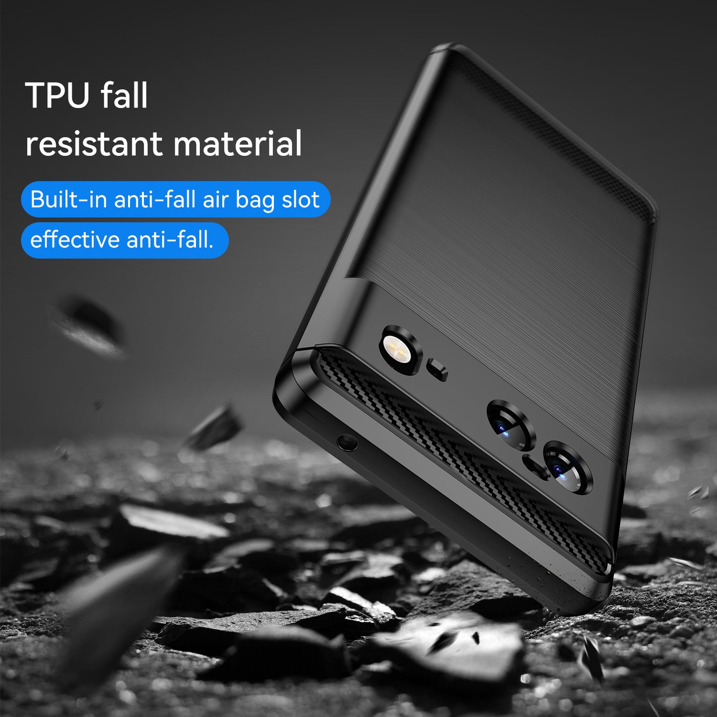 1.8mm Carbon Fiber Texture TPU Case Brushed Surface Fingerprint-Free Flexible TPU Phone Protective Back Cover for Google Pixel 6
