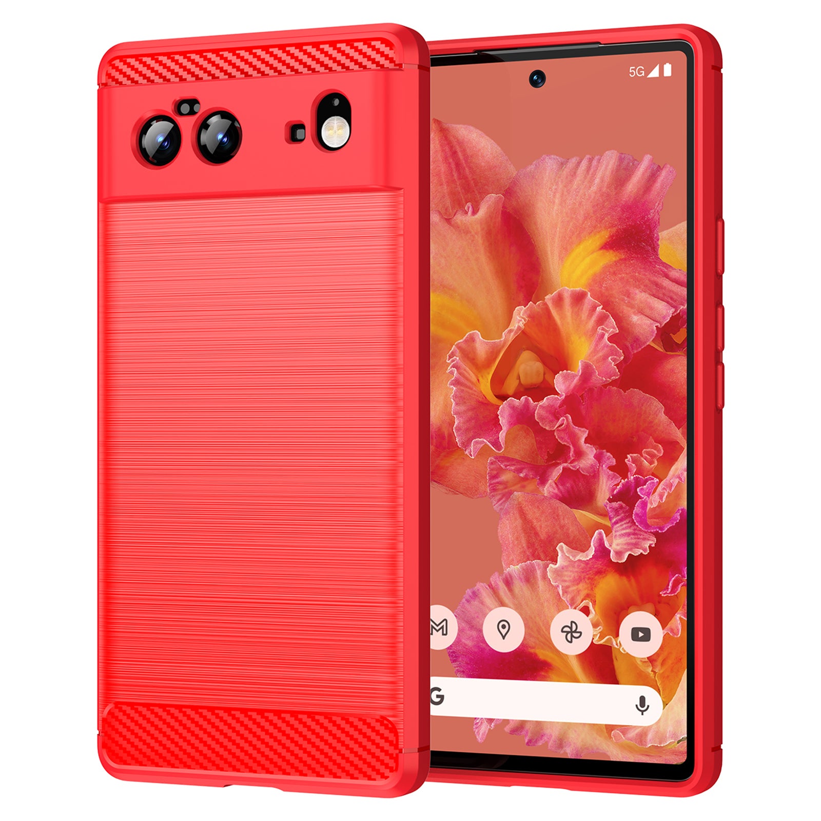 1.8mm Carbon Fiber Texture TPU Case Brushed Surface Fingerprint-Free Flexible TPU Phone Protective Back Cover for Google Pixel 6