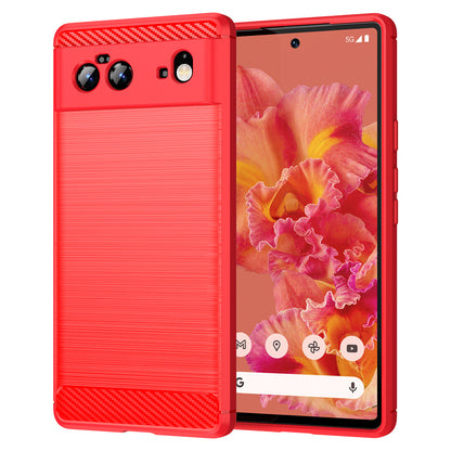 1.8mm Carbon Fiber Texture TPU Case Brushed Surface Fingerprint-Free Flexible TPU Phone Protective Back Cover for Google Pixel 6
