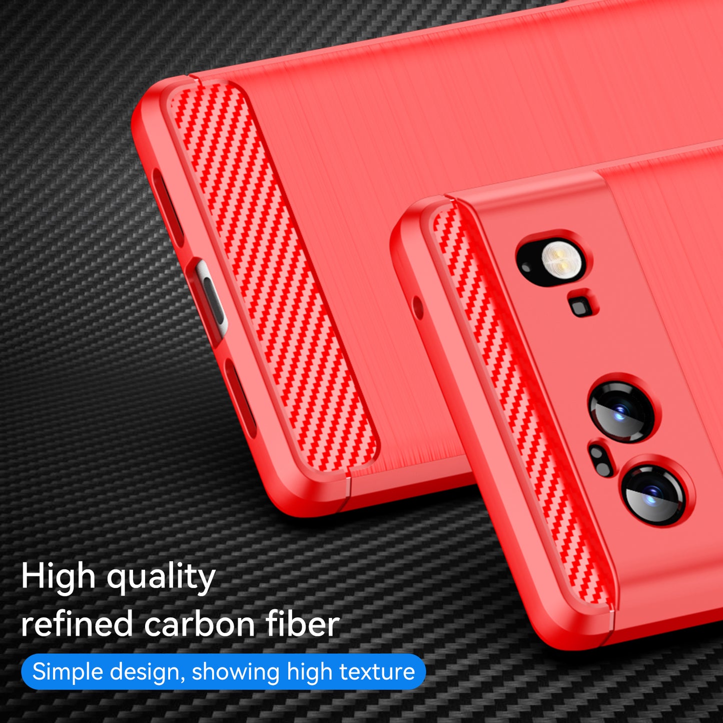 1.8mm Carbon Fiber Texture TPU Case Brushed Surface Fingerprint-Free Flexible TPU Phone Protective Back Cover for Google Pixel 6
