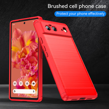 1.8mm Carbon Fiber Texture TPU Case Brushed Surface Fingerprint-Free Flexible TPU Phone Protective Back Cover for Google Pixel 6