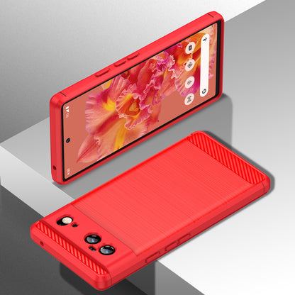 1.8mm Carbon Fiber Texture TPU Case Brushed Surface Fingerprint-Free Flexible TPU Phone Protective Back Cover for Google Pixel 6