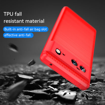 1.8mm Carbon Fiber Texture TPU Case Brushed Surface Fingerprint-Free Flexible TPU Phone Protective Back Cover for Google Pixel 6