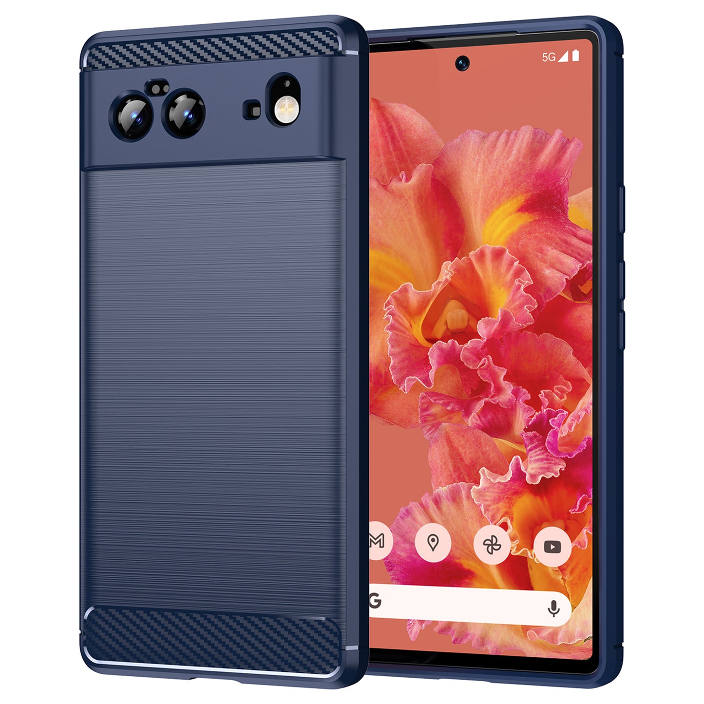 1.8mm Carbon Fiber Texture TPU Case Brushed Surface Fingerprint-Free Flexible TPU Phone Protective Back Cover for Google Pixel 6