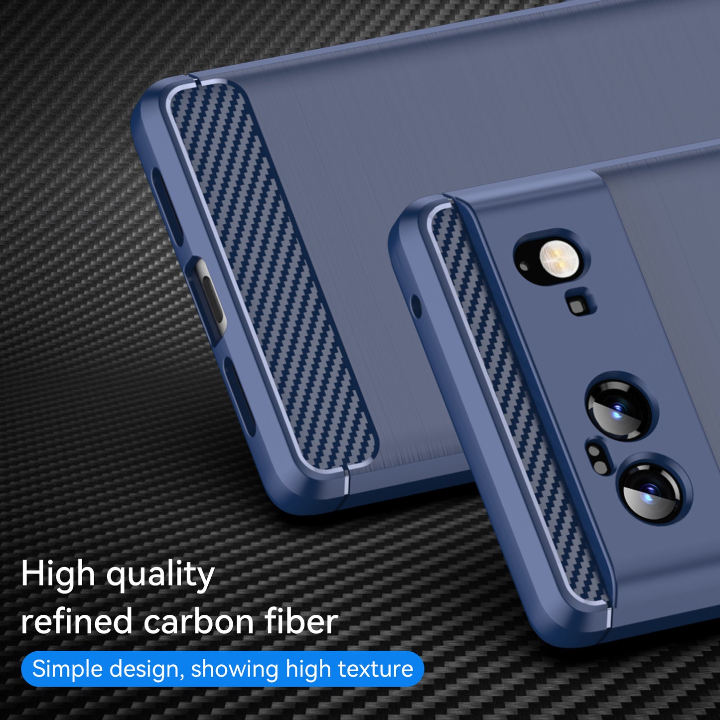 1.8mm Carbon Fiber Texture TPU Case Brushed Surface Fingerprint-Free Flexible TPU Phone Protective Back Cover for Google Pixel 6