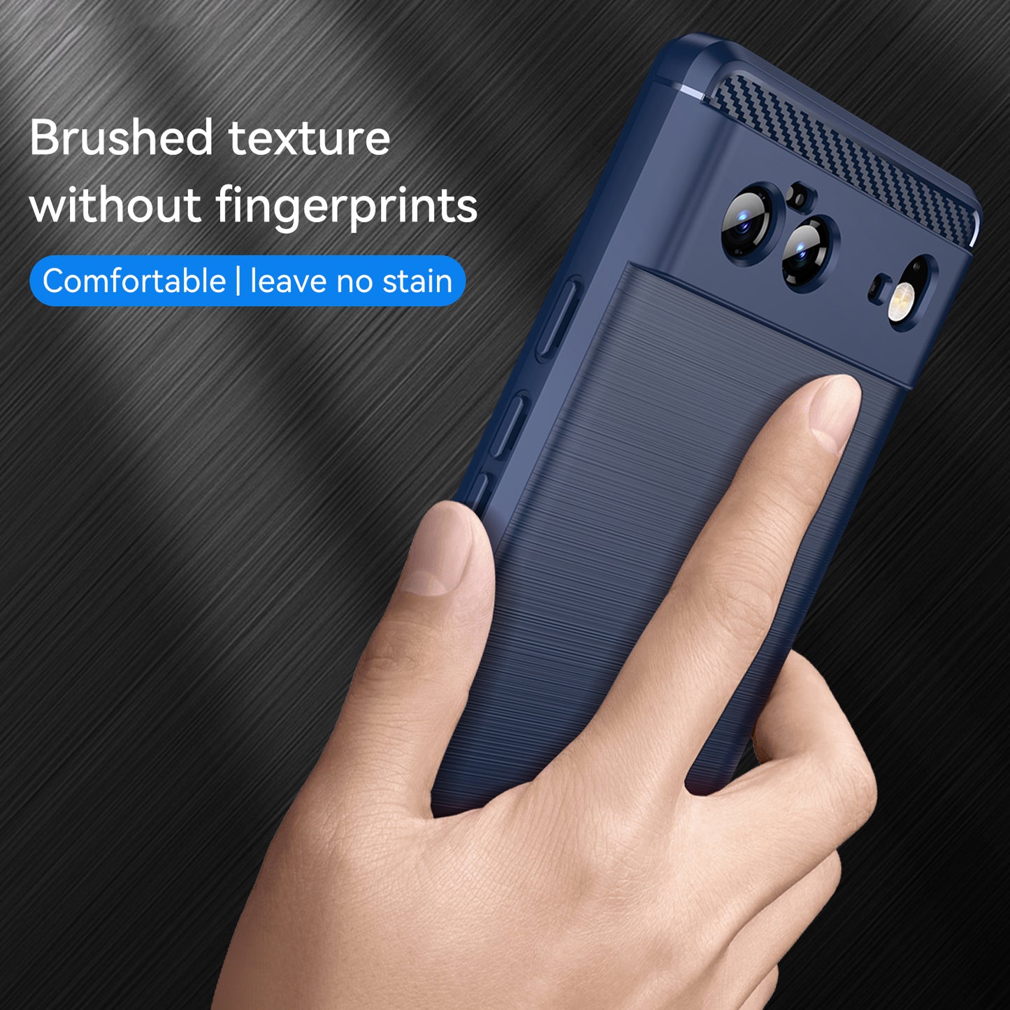 1.8mm Carbon Fiber Texture TPU Case Brushed Surface Fingerprint-Free Flexible TPU Phone Protective Back Cover for Google Pixel 6