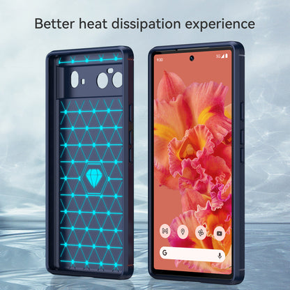 1.8mm Carbon Fiber Texture TPU Case Brushed Surface Fingerprint-Free Flexible TPU Phone Protective Back Cover for Google Pixel 6