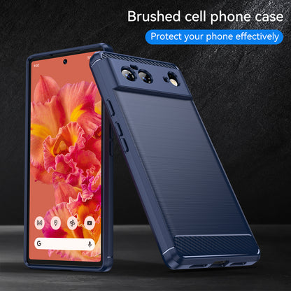 1.8mm Carbon Fiber Texture TPU Case Brushed Surface Fingerprint-Free Flexible TPU Phone Protective Back Cover for Google Pixel 6