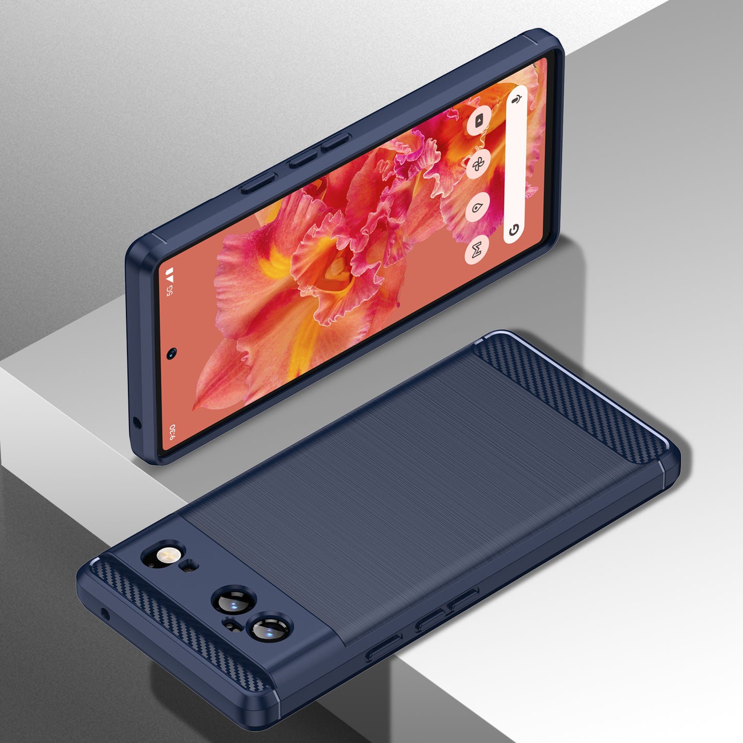 1.8mm Carbon Fiber Texture TPU Case Brushed Surface Fingerprint-Free Flexible TPU Phone Protective Back Cover for Google Pixel 6