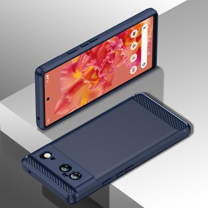 1.8mm Carbon Fiber Texture TPU Case Brushed Surface Fingerprint-Free Flexible TPU Phone Protective Back Cover for Google Pixel 6