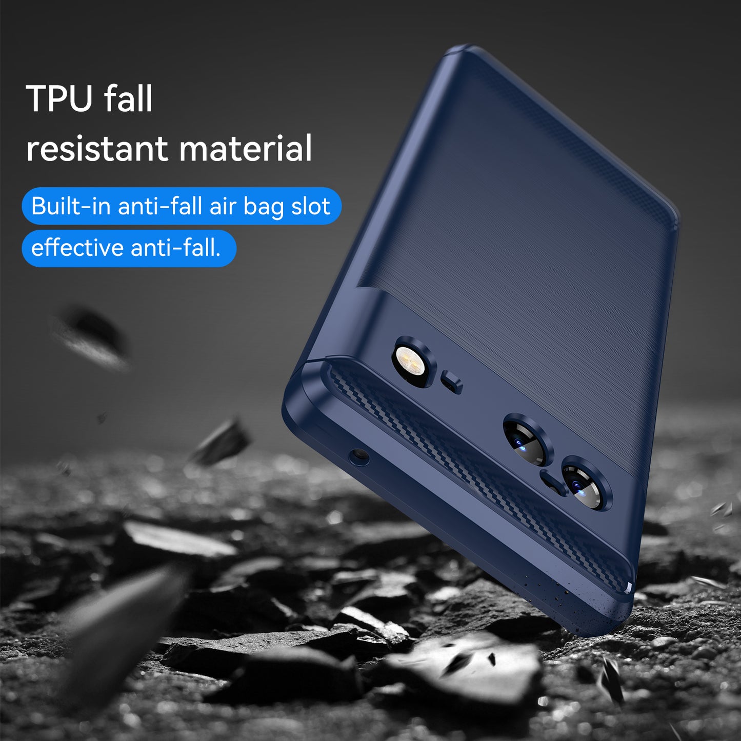 1.8mm Carbon Fiber Texture TPU Case Brushed Surface Fingerprint-Free Flexible TPU Phone Protective Back Cover for Google Pixel 6