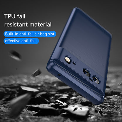 1.8mm Carbon Fiber Texture TPU Case Brushed Surface Fingerprint-Free Flexible TPU Phone Protective Back Cover for Google Pixel 6