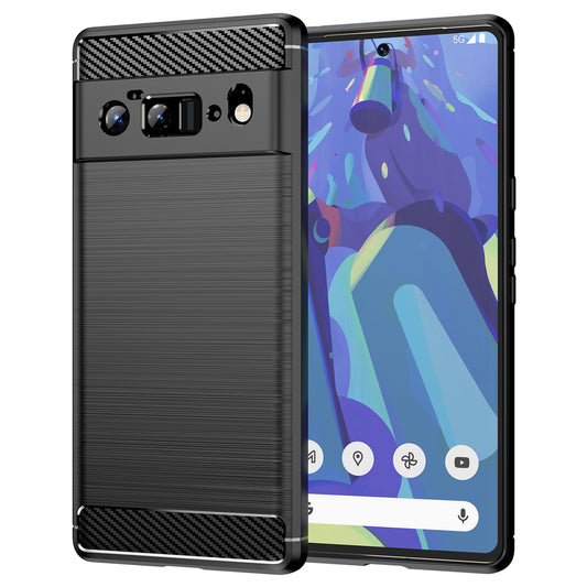 1.8mm Carbon Fiber Texture TPU Case Brushed Surface Anti-Scratch Anti-Fall Phone Protective Cover for Google Pixel 6 Pro