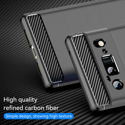 1.8mm Carbon Fiber Texture TPU Case Brushed Surface Anti-Scratch Anti-Fall Phone Protective Cover for Google Pixel 6 Pro