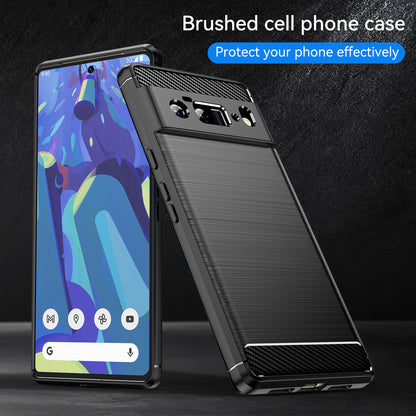 1.8mm Carbon Fiber Texture TPU Case Brushed Surface Anti-Scratch Anti-Fall Phone Protective Cover for Google Pixel 6 Pro
