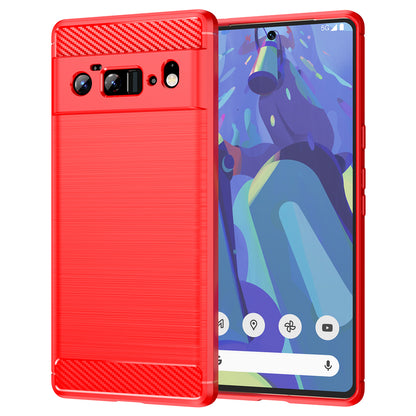 1.8mm Carbon Fiber Texture TPU Case Brushed Surface Anti-Scratch Anti-Fall Phone Protective Cover for Google Pixel 6 Pro