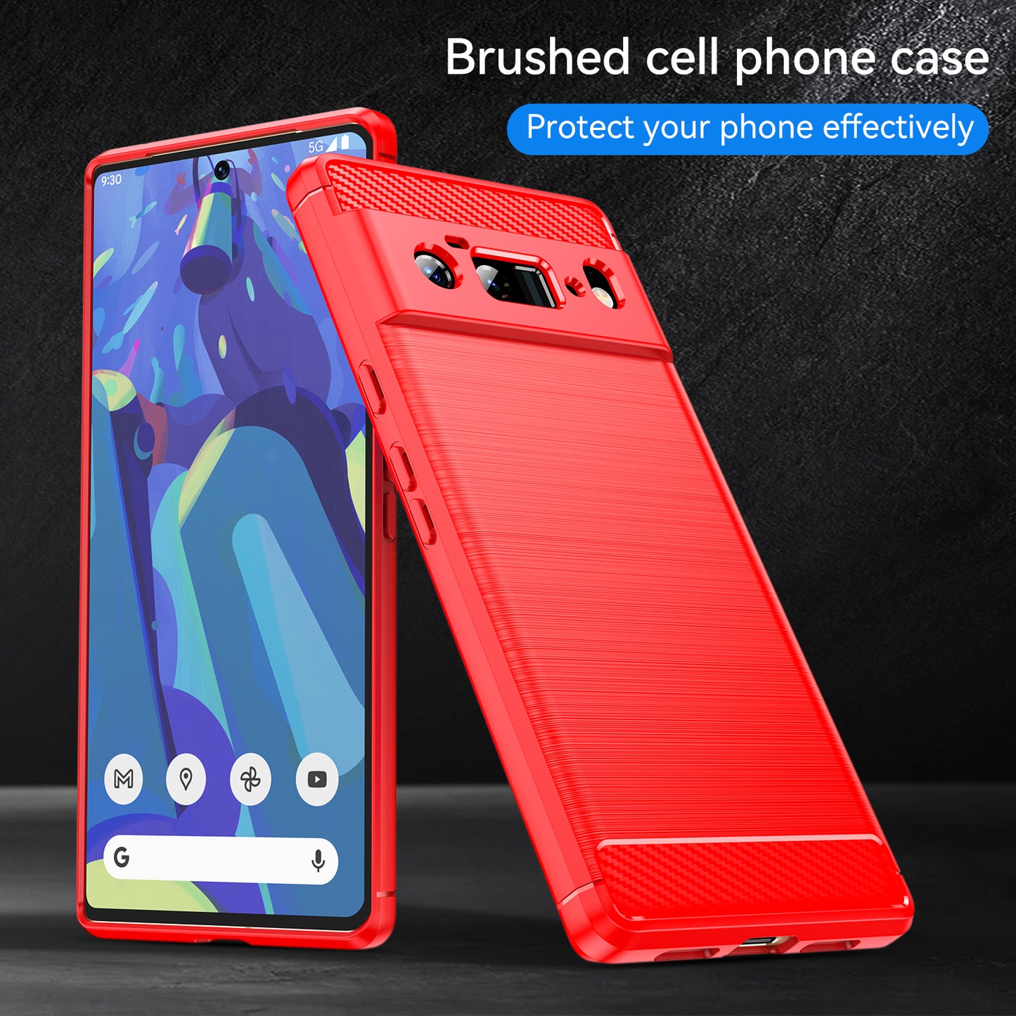 1.8mm Carbon Fiber Texture TPU Case Brushed Surface Anti-Scratch Anti-Fall Phone Protective Cover for Google Pixel 6 Pro