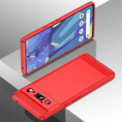 1.8mm Carbon Fiber Texture TPU Case Brushed Surface Anti-Scratch Anti-Fall Phone Protective Cover for Google Pixel 6 Pro