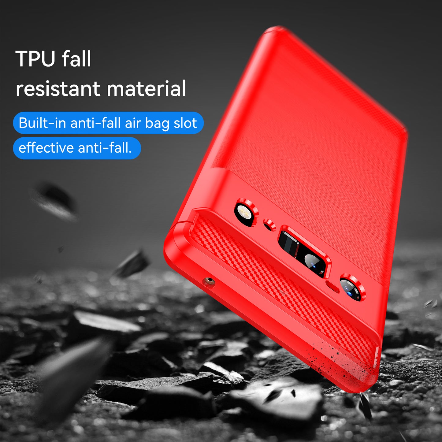 1.8mm Carbon Fiber Texture TPU Case Brushed Surface Anti-Scratch Anti-Fall Phone Protective Cover for Google Pixel 6 Pro