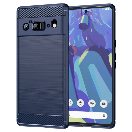 1.8mm Carbon Fiber Texture TPU Case Brushed Surface Anti-Scratch Anti-Fall Phone Protective Cover for Google Pixel 6 Pro