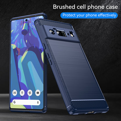 1.8mm Carbon Fiber Texture TPU Case Brushed Surface Anti-Scratch Anti-Fall Phone Protective Cover for Google Pixel 6 Pro