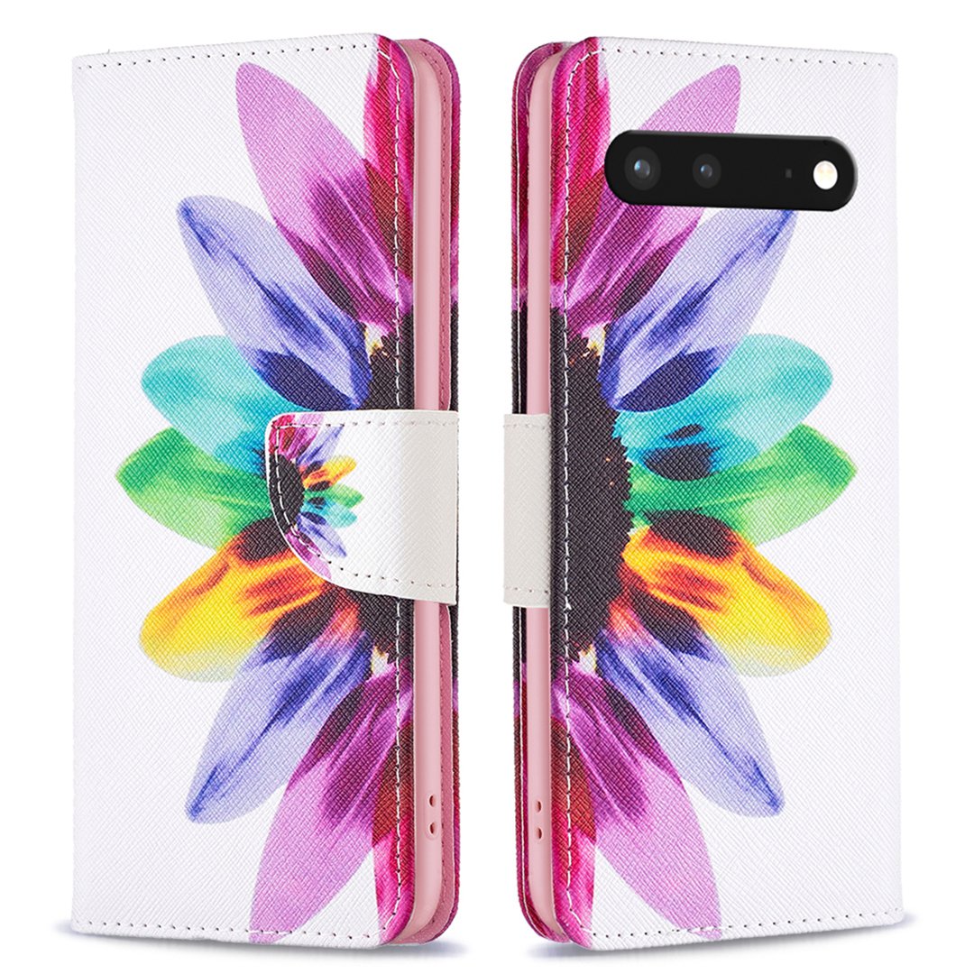 BF Pattern Printing Leather Series-1 for Google Pixel 7 PU Leather Wallet Phone Case Magnetic Clasp Imprinted Pattern Stand Protective Cover