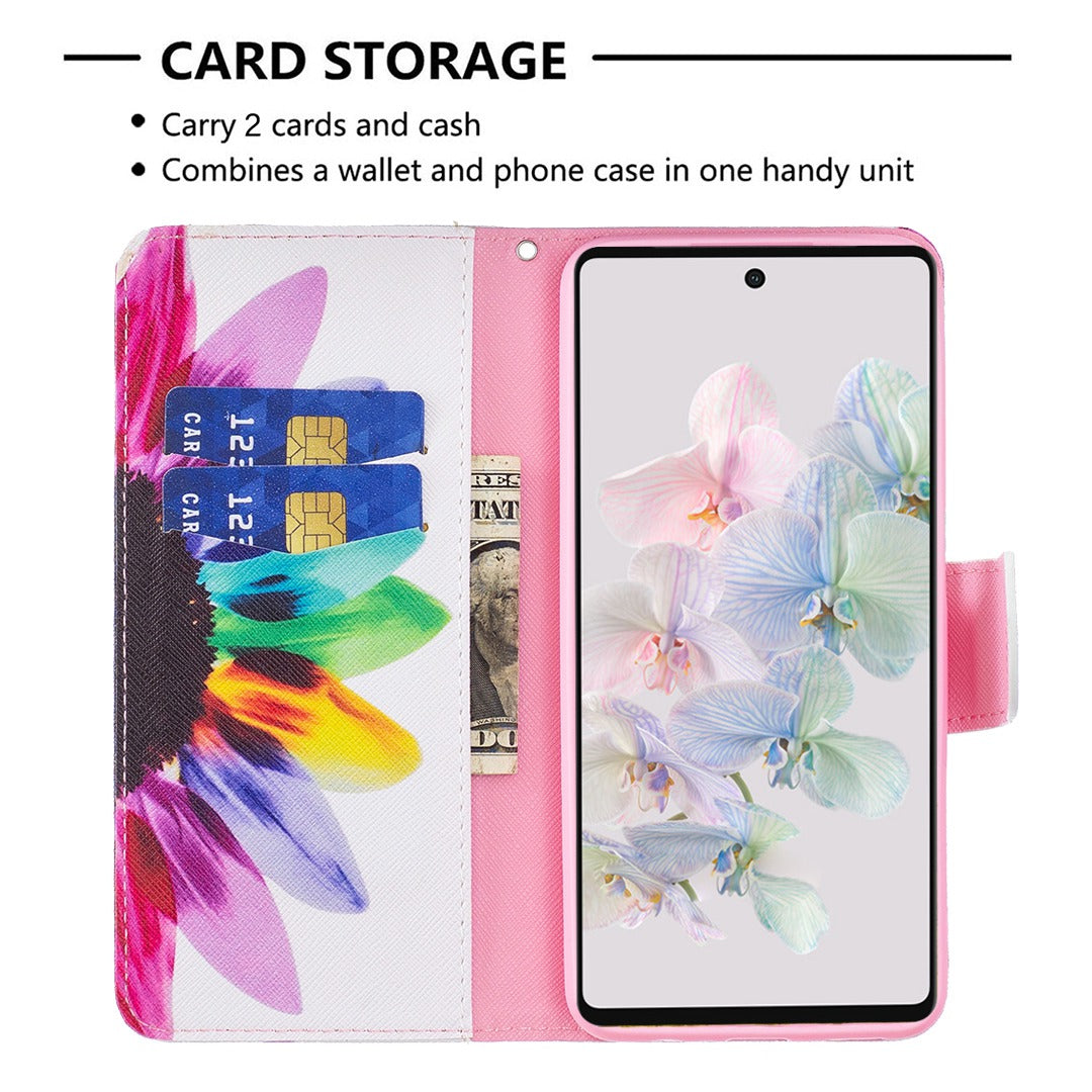 BF Pattern Printing Leather Series-1 for Google Pixel 7 PU Leather Wallet Phone Case Magnetic Clasp Imprinted Pattern Stand Protective Cover