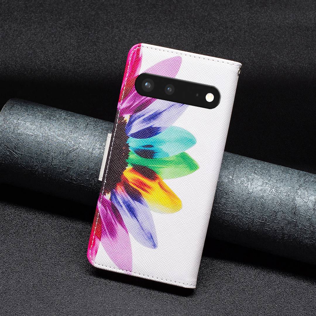 BF Pattern Printing Leather Series-1 for Google Pixel 7 PU Leather Wallet Phone Case Magnetic Clasp Imprinted Pattern Stand Protective Cover