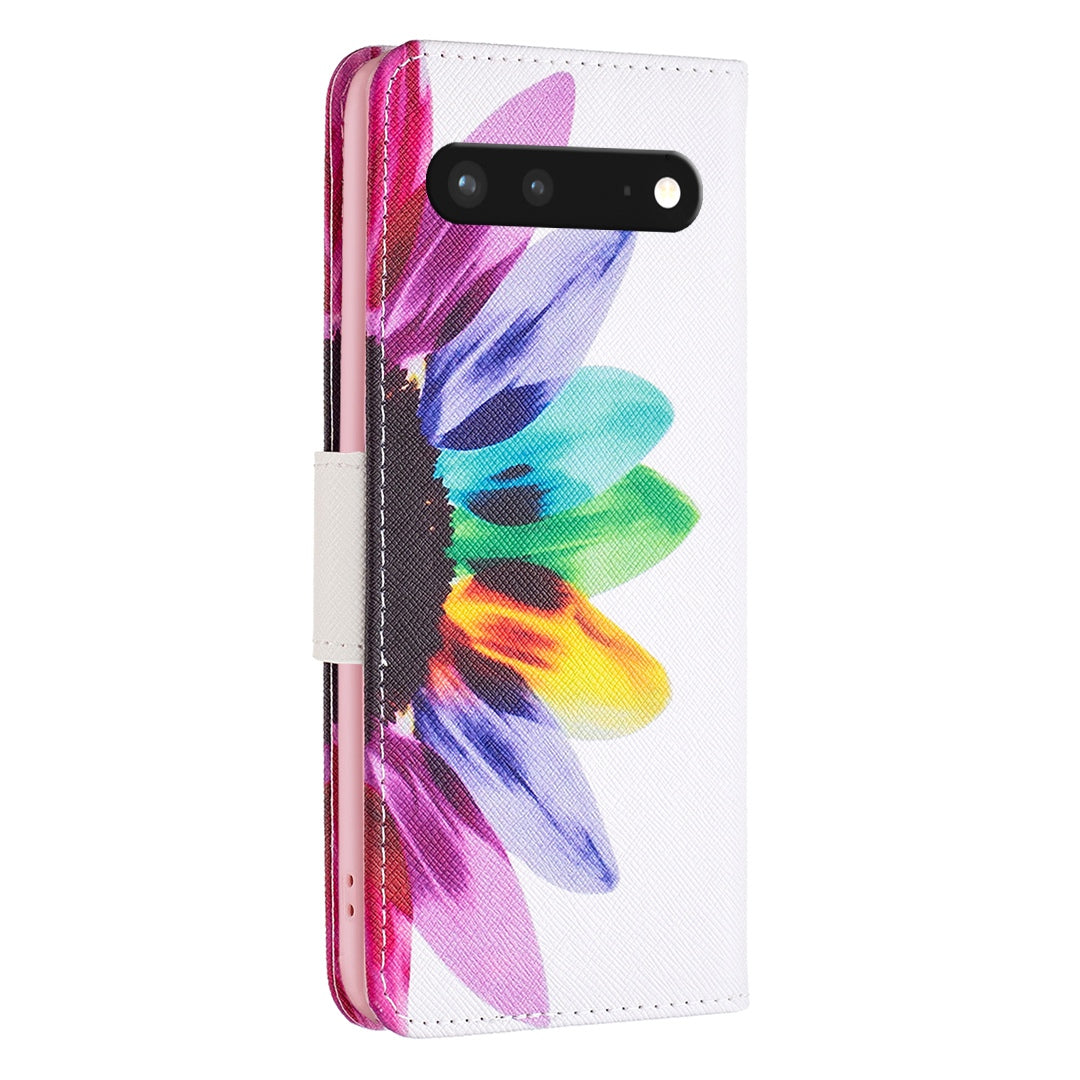 BF Pattern Printing Leather Series-1 for Google Pixel 7 PU Leather Wallet Phone Case Magnetic Clasp Imprinted Pattern Stand Protective Cover