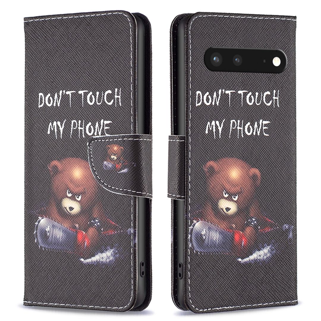 BF Pattern Printing Leather Series-1 for Google Pixel 7 PU Leather Wallet Phone Case Magnetic Clasp Imprinted Pattern Stand Protective Cover