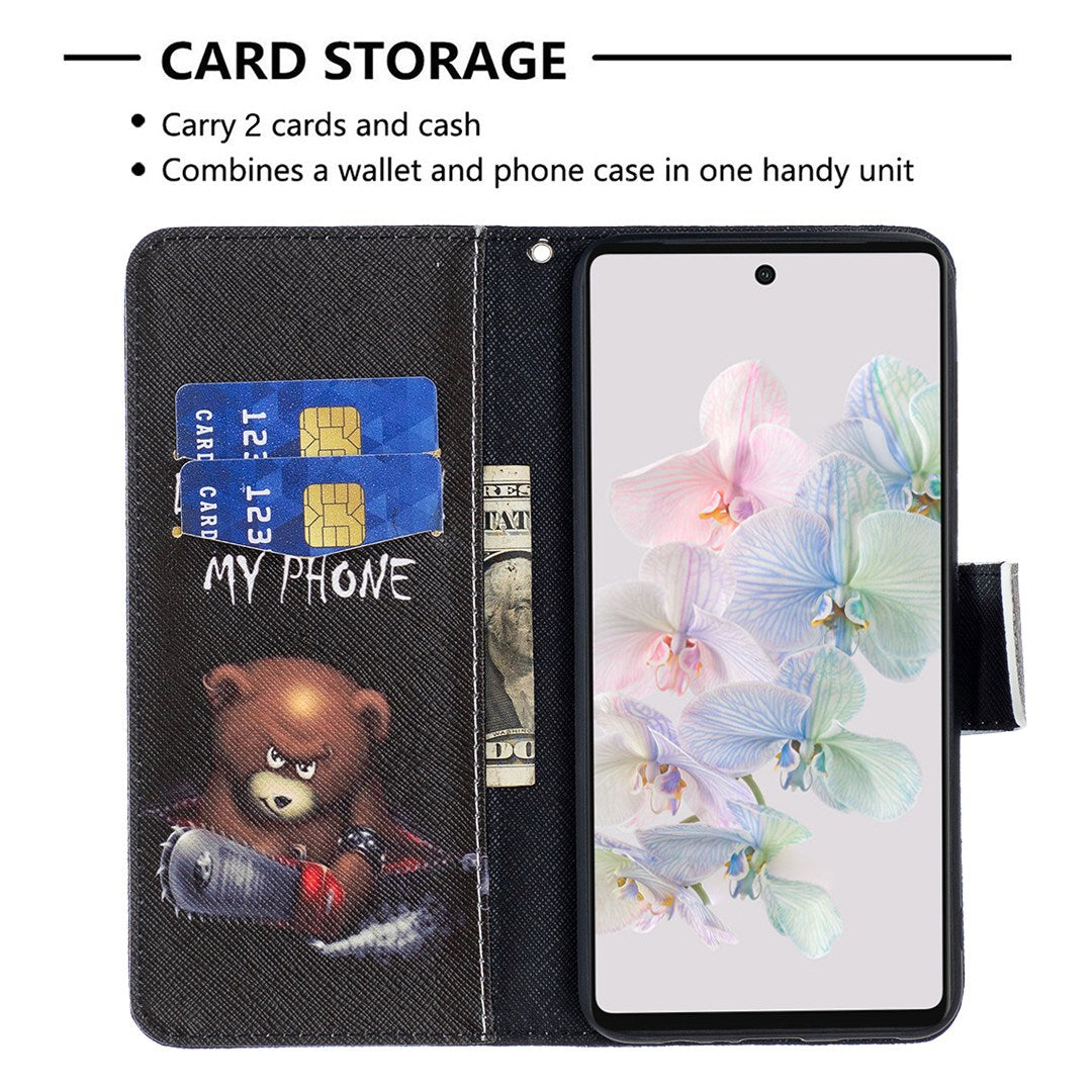 BF Pattern Printing Leather Series-1 for Google Pixel 7 PU Leather Wallet Phone Case Magnetic Clasp Imprinted Pattern Stand Protective Cover