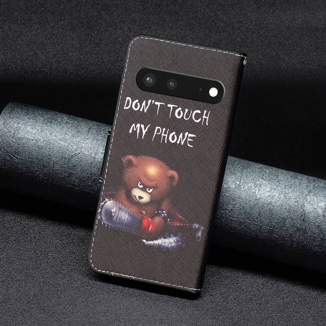 BF Pattern Printing Leather Series-1 for Google Pixel 7 PU Leather Wallet Phone Case Magnetic Clasp Imprinted Pattern Stand Protective Cover