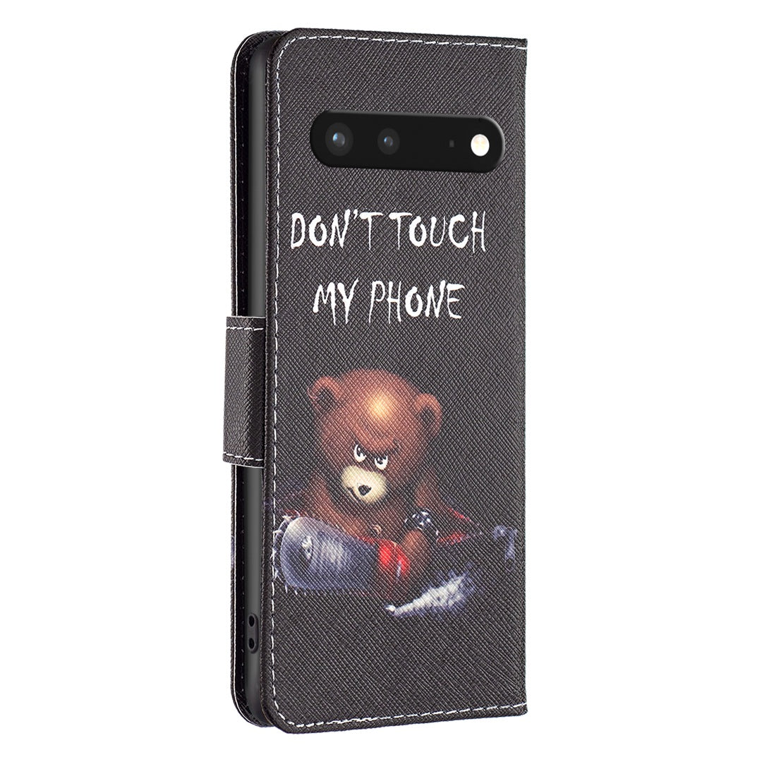 BF Pattern Printing Leather Series-1 for Google Pixel 7 PU Leather Wallet Phone Case Magnetic Clasp Imprinted Pattern Stand Protective Cover