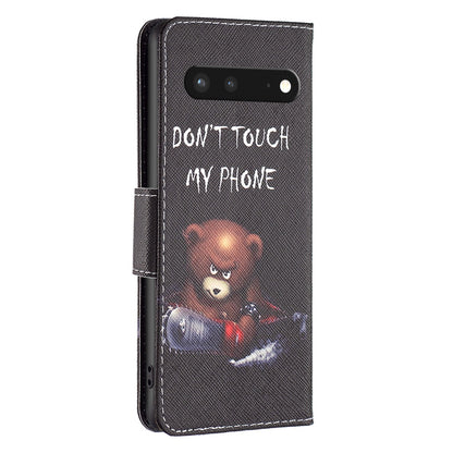 BF Pattern Printing Leather Series-1 for Google Pixel 7 PU Leather Wallet Phone Case Magnetic Clasp Imprinted Pattern Stand Protective Cover