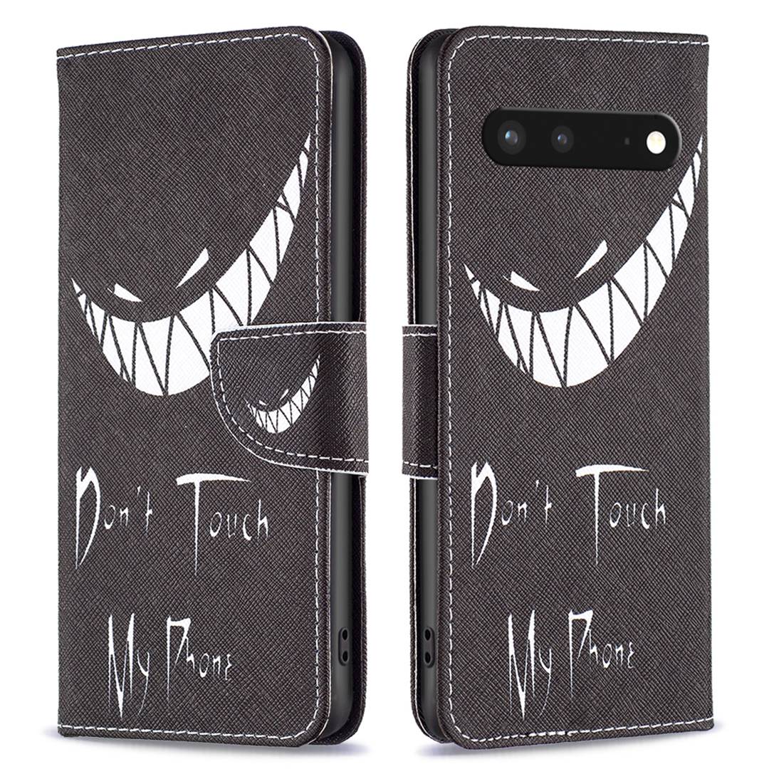 BF Pattern Printing Leather Series-1 for Google Pixel 7 PU Leather Wallet Phone Case Magnetic Clasp Imprinted Pattern Stand Protective Cover