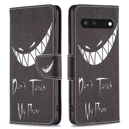 BF Pattern Printing Leather Series-1 for Google Pixel 7 PU Leather Wallet Phone Case Magnetic Clasp Imprinted Pattern Stand Protective Cover