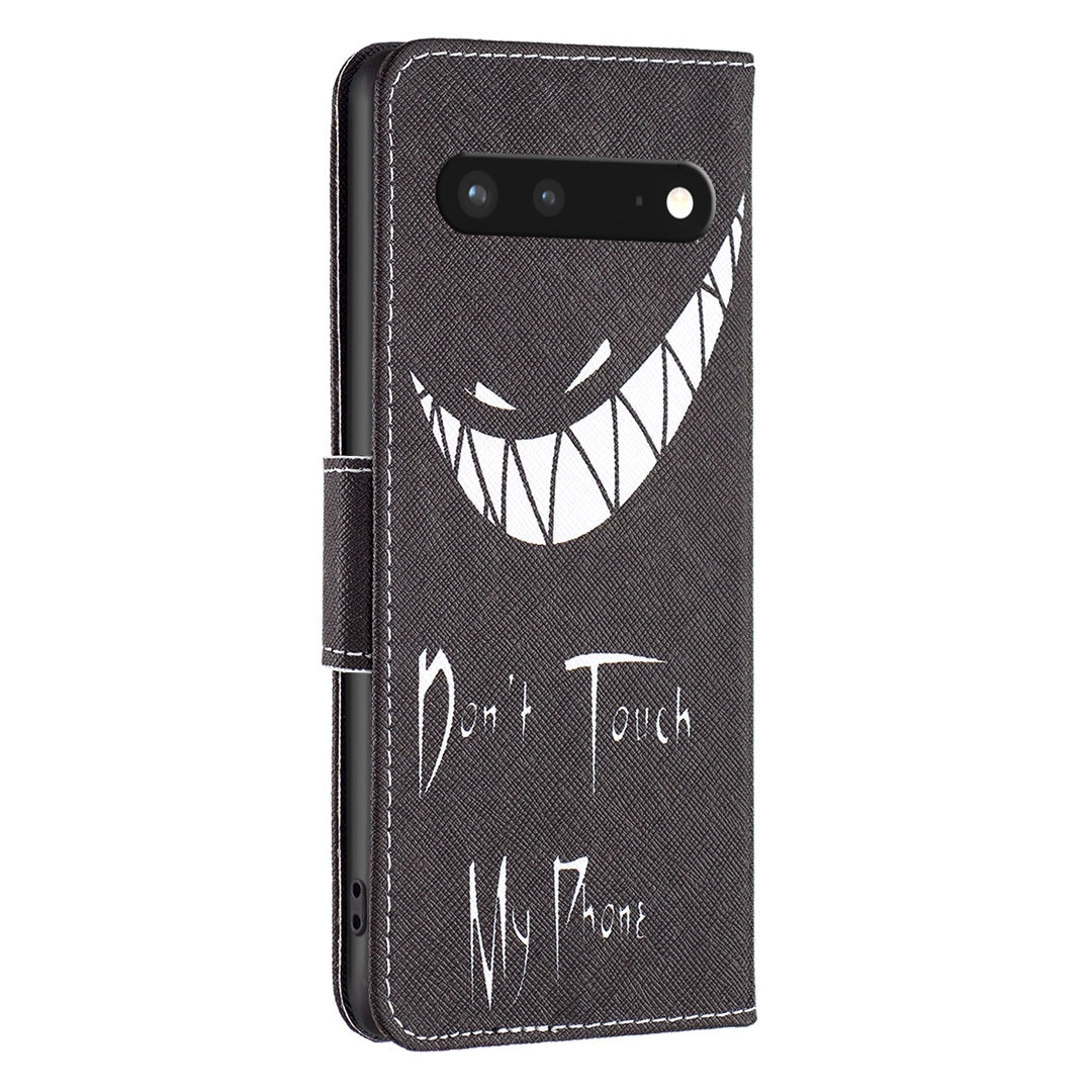 BF Pattern Printing Leather Series-1 for Google Pixel 7 PU Leather Wallet Phone Case Magnetic Clasp Imprinted Pattern Stand Protective Cover