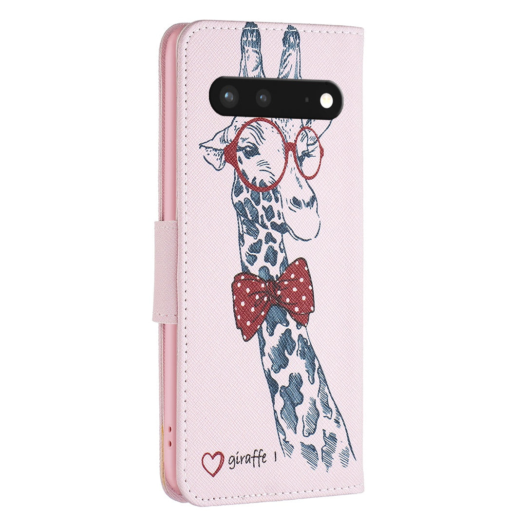 BF Pattern Printing Leather Series-1 for Google Pixel 7 PU Leather Wallet Phone Case Magnetic Clasp Imprinted Pattern Stand Protective Cover