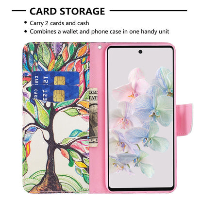 BF Pattern Printing Leather Series-1 for Google Pixel 7 PU Leather Wallet Phone Case Magnetic Clasp Imprinted Pattern Stand Protective Cover