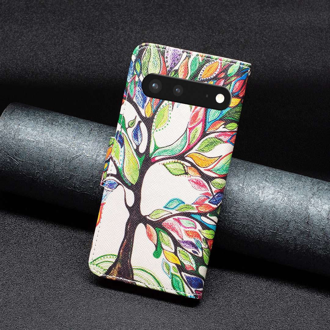 BF Pattern Printing Leather Series-1 for Google Pixel 7 PU Leather Wallet Phone Case Magnetic Clasp Imprinted Pattern Stand Protective Cover