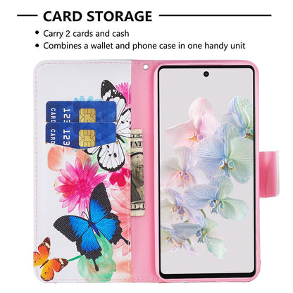BF Pattern Printing Leather Series-1 for Google Pixel 7 PU Leather Wallet Phone Case Magnetic Clasp Imprinted Pattern Stand Protective Cover