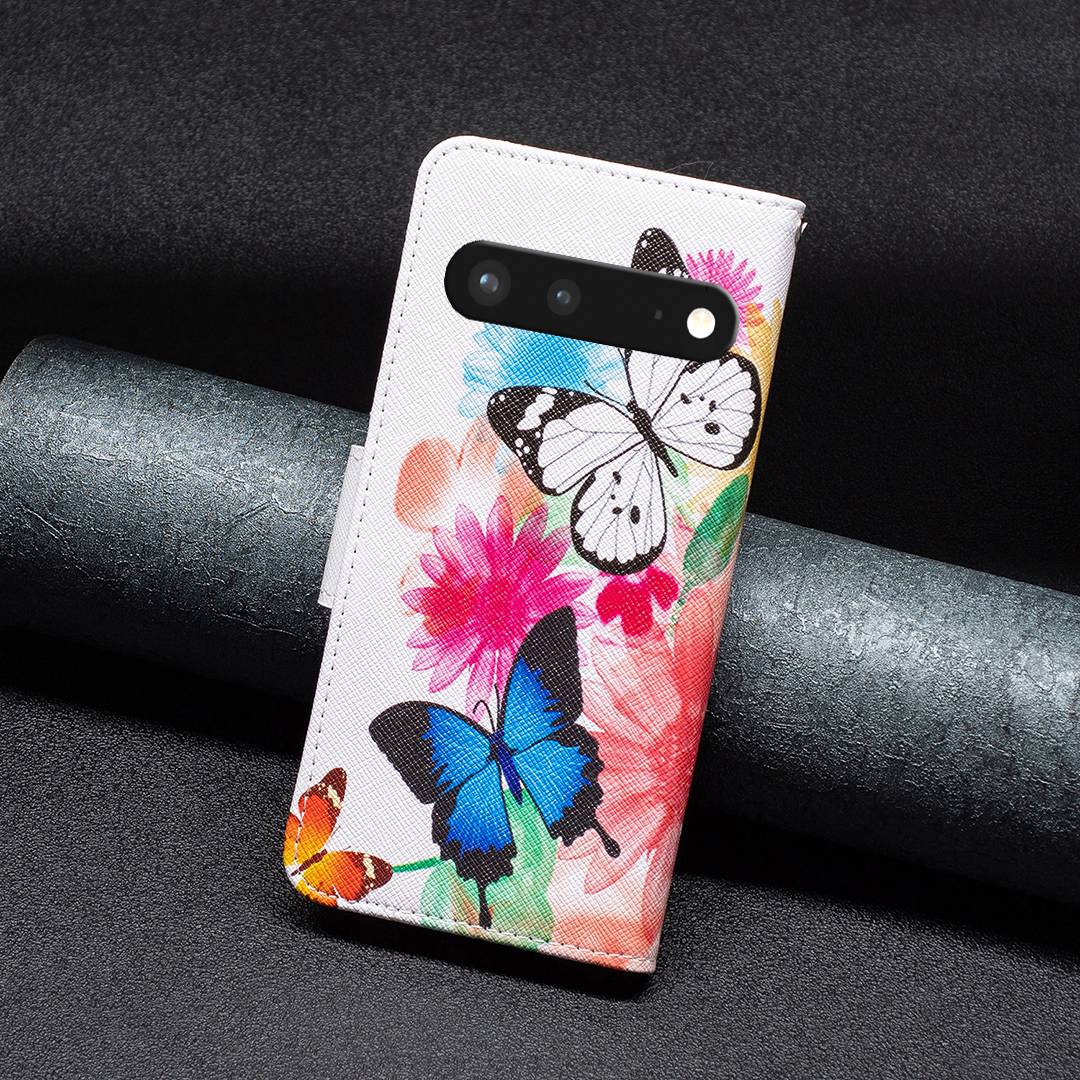 BF Pattern Printing Leather Series-1 for Google Pixel 7 PU Leather Wallet Phone Case Magnetic Clasp Imprinted Pattern Stand Protective Cover