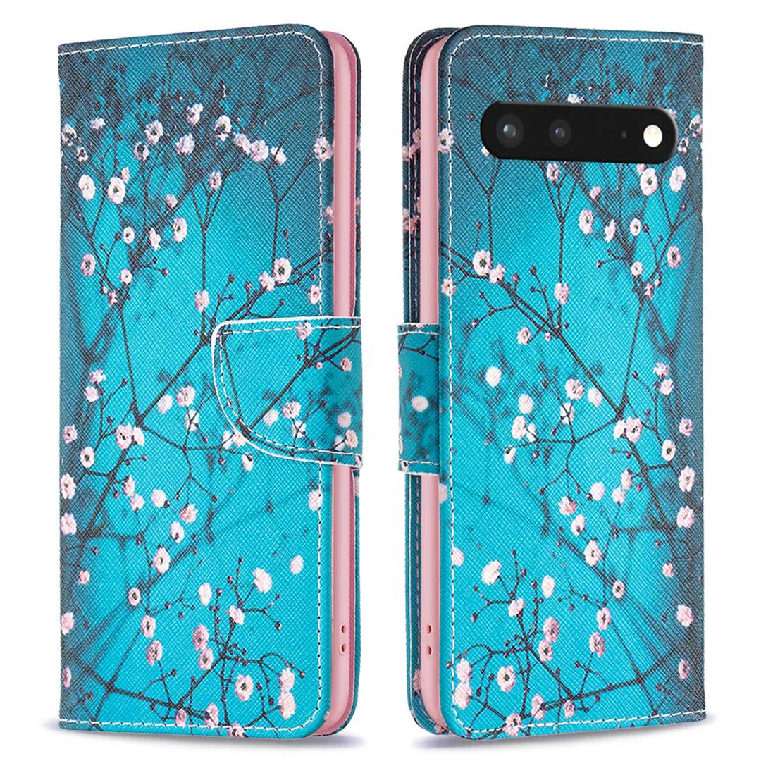 BF Pattern Printing Leather Series-1 for Google Pixel 7 PU Leather Wallet Phone Case Magnetic Clasp Imprinted Pattern Stand Protective Cover