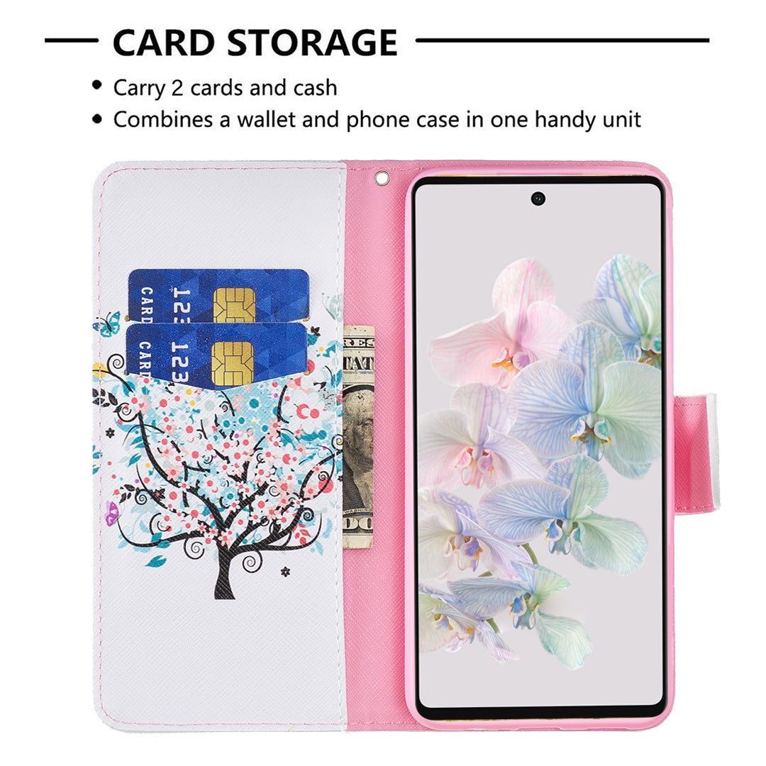 BF Pattern Printing Leather Series-1 for Google Pixel 7 PU Leather Wallet Phone Case Magnetic Clasp Imprinted Pattern Stand Protective Cover
