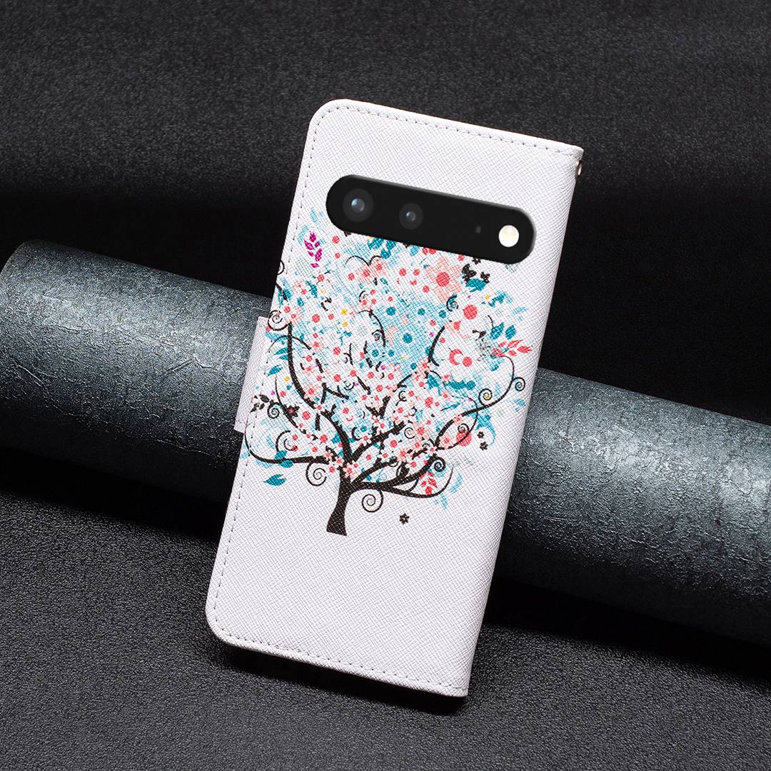 BF Pattern Printing Leather Series-1 for Google Pixel 7 PU Leather Wallet Phone Case Magnetic Clasp Imprinted Pattern Stand Protective Cover