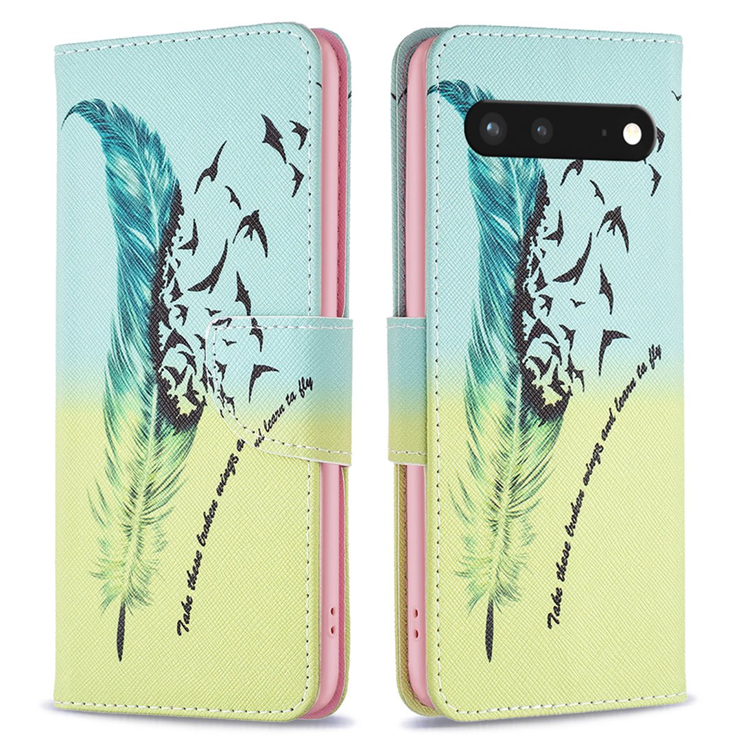 BF Pattern Printing Leather Series-1 for Google Pixel 7 PU Leather Wallet Phone Case Magnetic Clasp Imprinted Pattern Stand Protective Cover