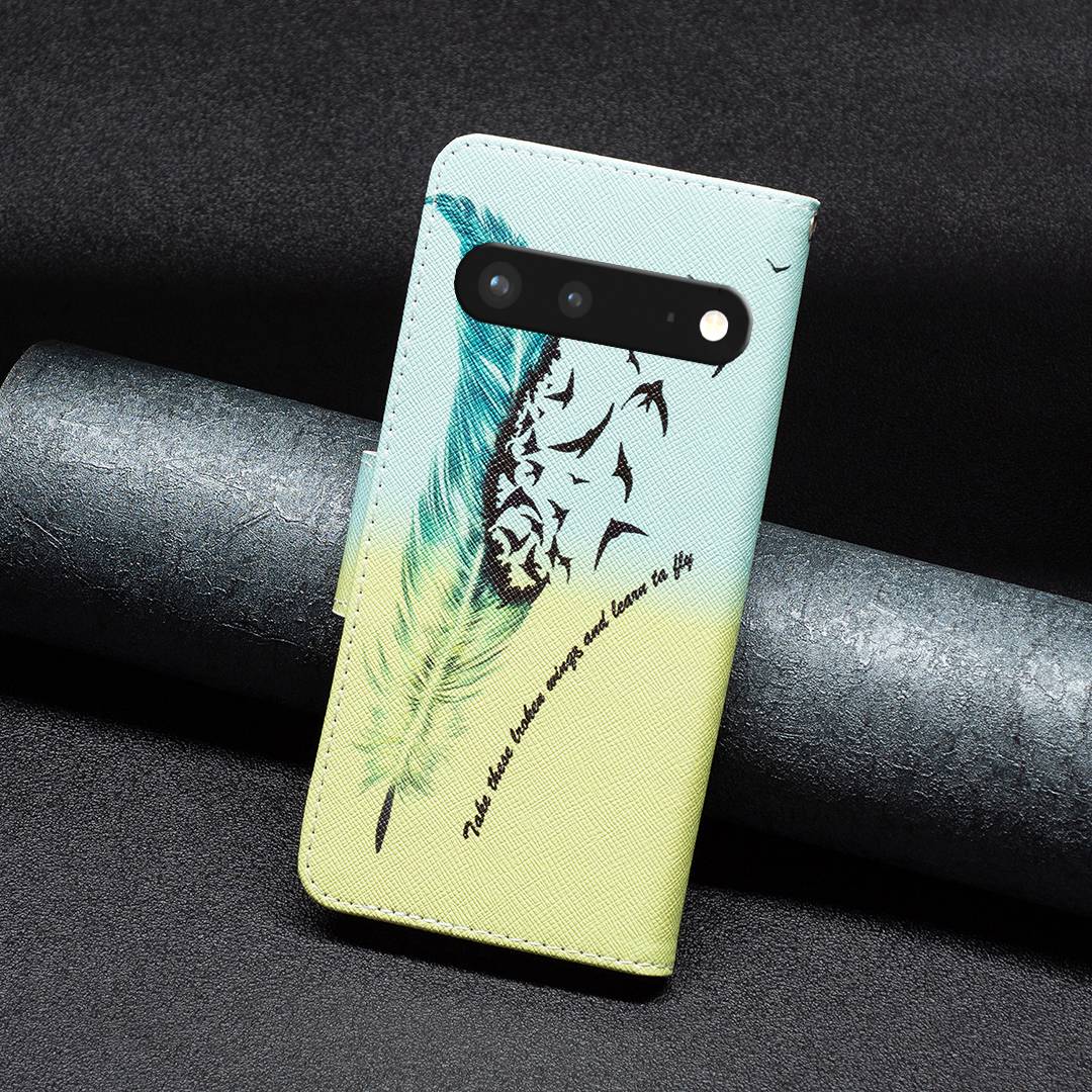 BF Pattern Printing Leather Series-1 for Google Pixel 7 PU Leather Wallet Phone Case Magnetic Clasp Imprinted Pattern Stand Protective Cover